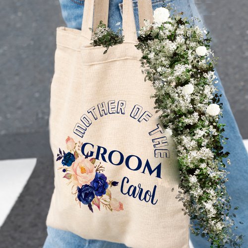 Elegant Blue Blush Pink Floral Mother Of The Groom Tote Bag