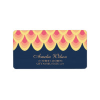 Elegant Blue & Blush Pink Geometric Address Label