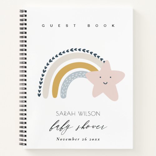 ELEGANT BLUE BLUSH RAINBOW STAR BABY SHOWER NOTEBOOK