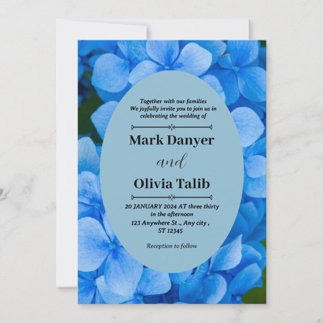 Elegant Blue Board Wedding Invitation Template  (Front)