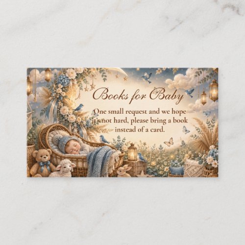 Elegant Blue Boho Books for Baby Enclosure Card
