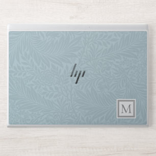 Elegant Blue Boho Botanical Pattern Monogram HP Laptop Skin