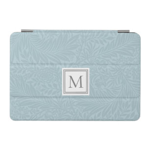 Elegant Blue Boho Botanical Pattern Monogram iPad Mini Cover