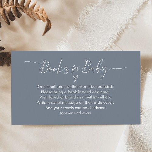Elegant Blue Books for Baby Shower Insert Card 
