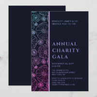 Elegant Blue Botanical Charity Event Gala Party