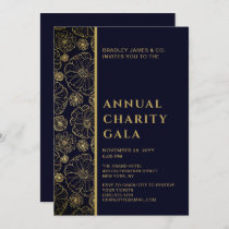 Elegant Blue Botanical Charity Event Gala Party Invitation