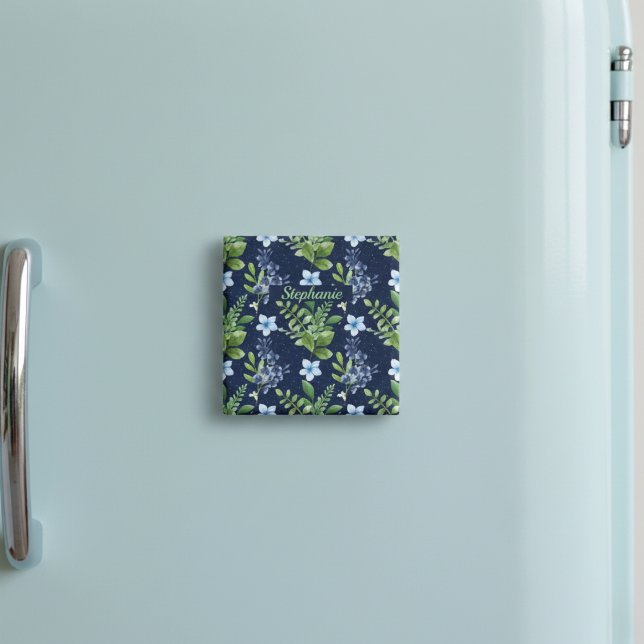 Elegant Blue Botanical Watercolor Floral Pattern  Magnet (Creator Uploaded)