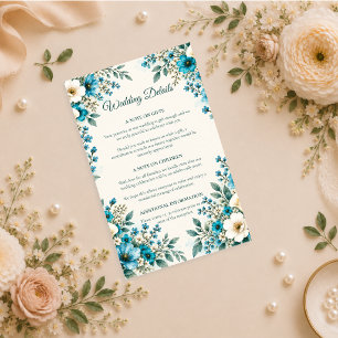 Elegant Blue Botanical Wedding Enclosure Card