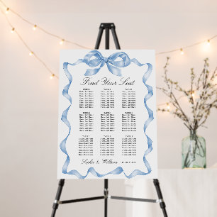 Elegant Blue Bow 9 Tables Wedding Seating Chart Foam Board