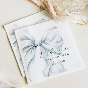 Elegant Blue Bow Baby Baby Shower Napkins