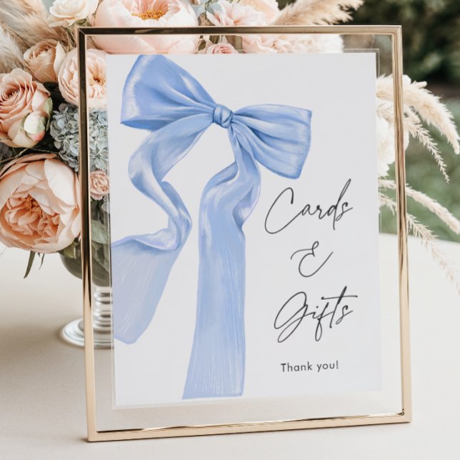 Elegant Blue Bow Baby Shower Cards and Gifts Poster (Creator Uploaded)