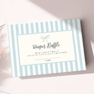 Elegant Blue Bow Baby Shower Diaper Raffle Card