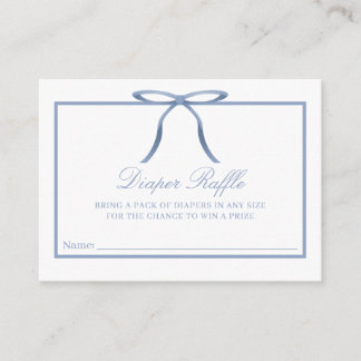 Elegant Blue Bow Baby Shower Diaper Raffle Card