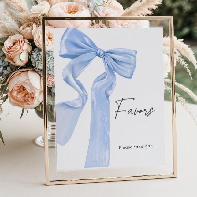 Elegant Blue Bow Baby Shower Favors Poster (Creator Uploaded)