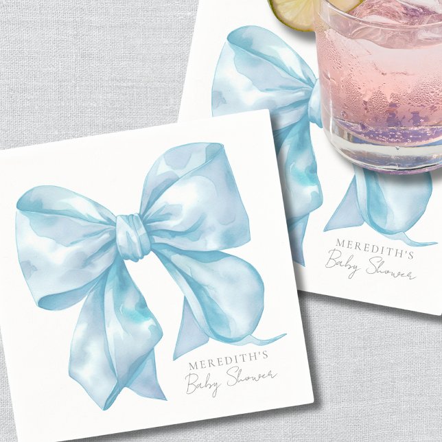 Elegant Blue Bow Baby Shower Napkins (Elegant Blue Bow Baby Shower Napkins)