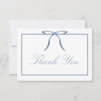 Elegant Blue Bow Baby Shower Thank You Card