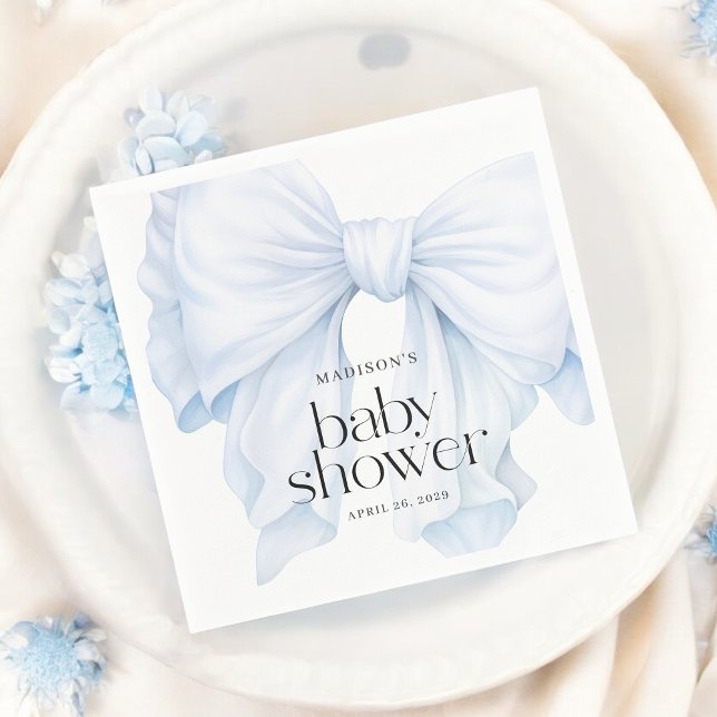 Elegant Blue Bow Boy Baby Shower Napkins (Creator Uploaded)