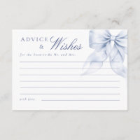 Elegant Blue Bow Bridal Shower Advice Cards