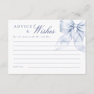 Elegant Blue Bow Bridal Shower Advice Cards