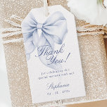 Elegant Blue Bow Bridal Shower Favor Tag<br><div class="desc">This elegant tag features a charming blue bow perfect for a "something blue" bridal shower. Designed in soft pastel watercolor,  it combines romantic handwritten script with trendy whimsical elements. Ideal for a dusty blue bridal shower.</div>