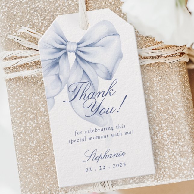Elegant Blue Bow Bridal Shower Favor Tag (Creator Uploaded)
