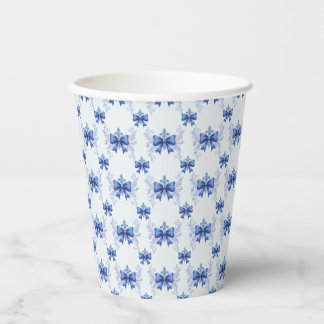 Elegant Blue Bow Bridal Shower Paper Cups