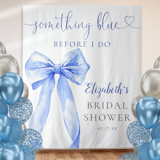 Elegant Blue Bow Bridal Shower Photo Backdrop (Elegant Blue Bow Bridal Shower Photo Backdrop)