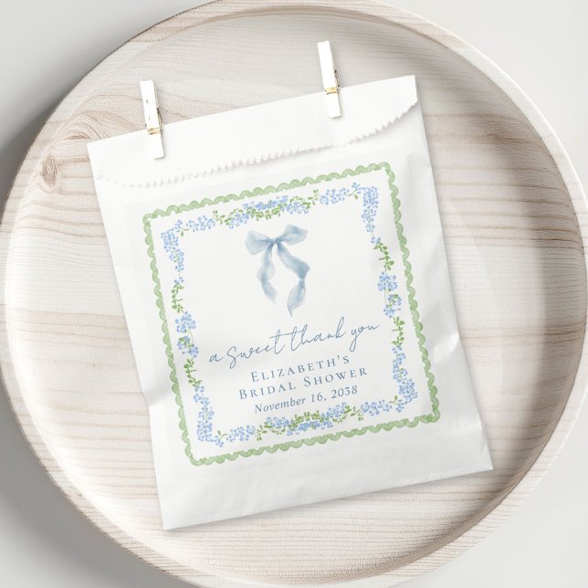 Elegant Blue Bow Bridal Shower Sweet Thank You Favor Bag (Elegant Blue Bow Bridal Shower Sweet Thank You Favor Bag)