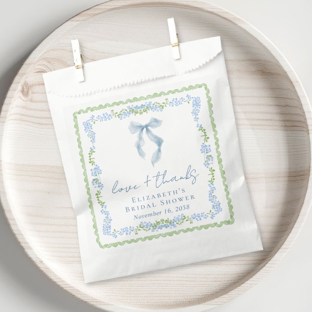 Elegant Blue Bow Bridal Shower Thank You Favor Bag (Elegant Blue Bow Bridal Shower Thank You Favor Bag)