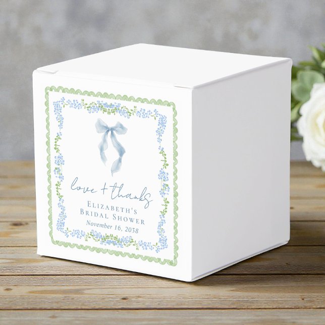 Elegant Blue Bow Bridal Shower Thank You Favor Boxes (Elegant Blue Bow Bridal Shower Thank You Favor Boxes)