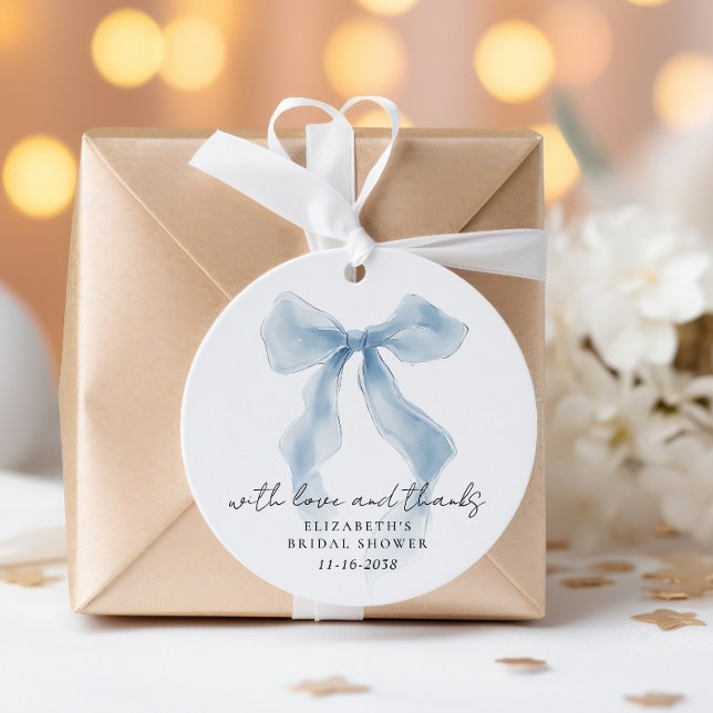 Elegant Blue Bow Bridal Shower Thank You Favor Tags (Elegant Blue Bow Bridal Shower Thank You Favor Tags)