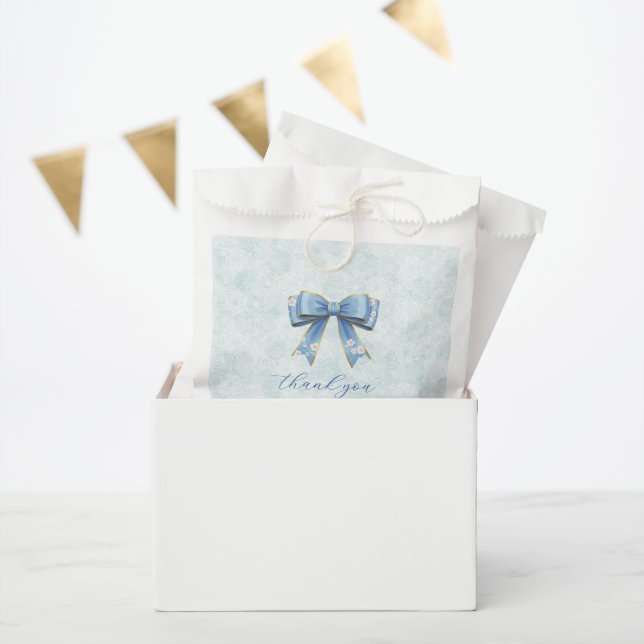 Elegant Blue Bow Engagement Party Invitation Favor Bag (Party)