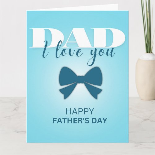 Elegant Blue Bow Happy Father's Day Greeting Card