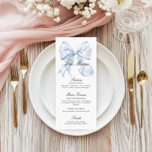 Elegant Blue Bow Menu Coquette Bow