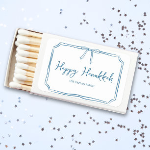 Elegant Blue Bow Personalized Happy Hanukkah Matchboxes