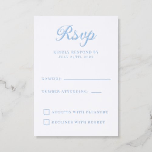 Elegant Blue Bow Quinceañera Letterpress RSVP Cards