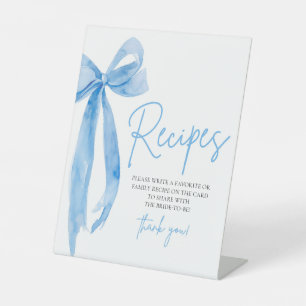 Elegant Blue Bow She's Tying the Knot Recipes Sign