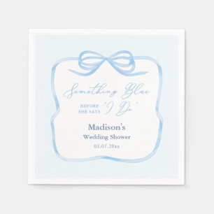 Elegant Blue Bow Something Blue Bridal Shower Napkins