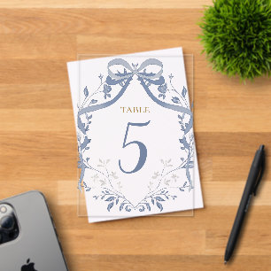 elegant blue bow table number