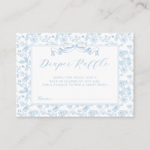 Elegant Blue Bow Vintage Floral Diaper Raffle Enclosure Card