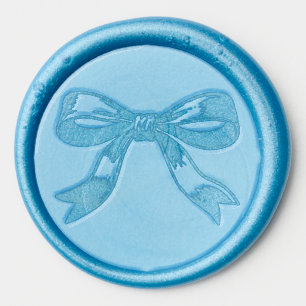 Elegant Blue Bow Wax Seal Sticker