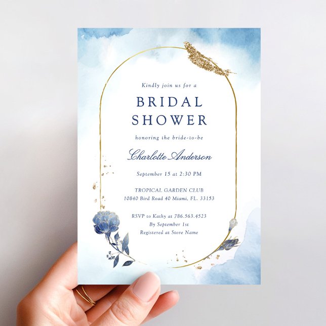 Elegant Blue Bridal Shower Invitation (Creator Uploaded)