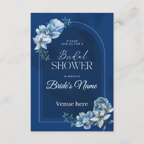 Elegant Blue Bridal Shower Invitation Customizable