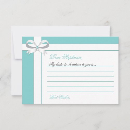 Elegant Blue Bridal Shower Notes of Advice Invites
