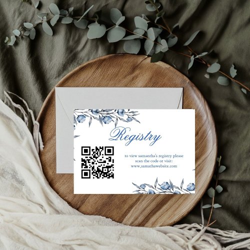 Elegant Blue bridal shower or baby shower registry Enclosure Card