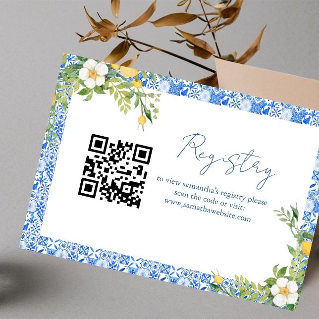 Elegant Blue bridal shower or baby shower registry Enclosure Card (Creator Uploaded)