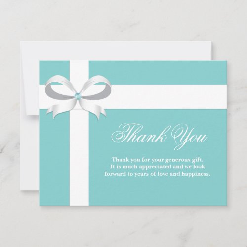 Elegant Blue Bridal Shower Thank You Card