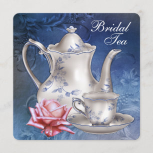 Elegant Blue Bridal Tea Invitation