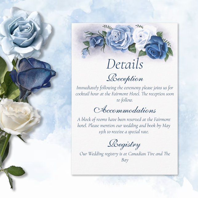 Elegant Blue Bridgerton Regency Cameo Roses Enclosure Card (Creator Uploaded)