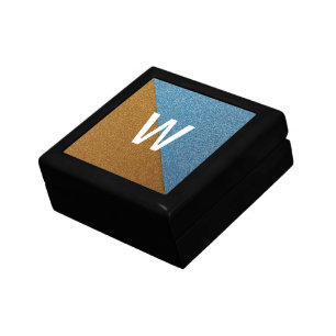 Elegant Blue &Brown Glitter Monogram Gift Box
